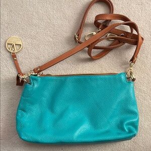 Aqua Leather Crossbody Bag